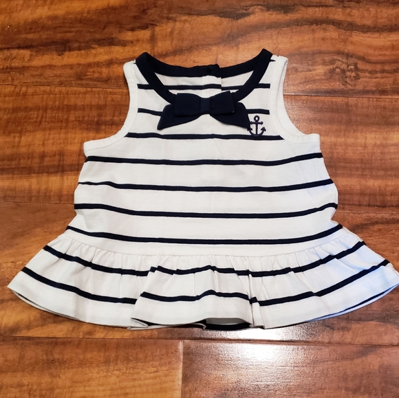 Janie and Jack NWT 3-6 months striped peplum top and canvas anchor shorts set - Picture 2 of 6